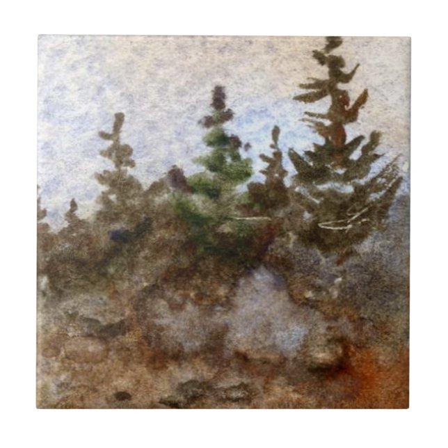 Pines on the rocks against a soft sky tile (Front)