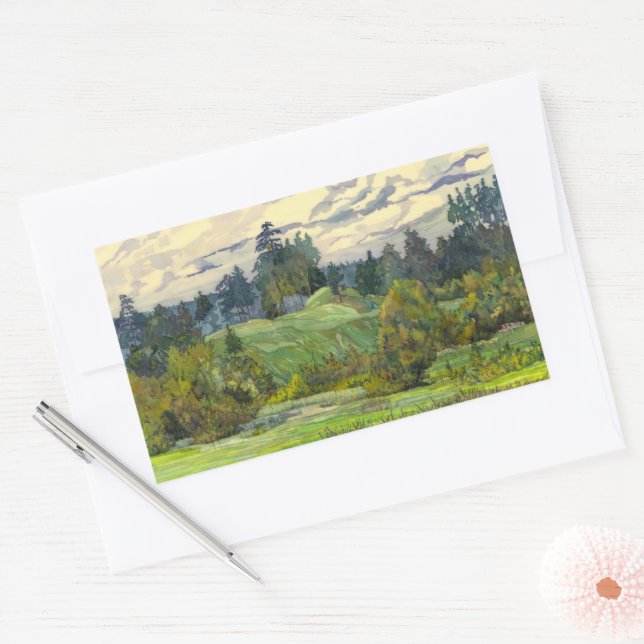 Pines painting  watercolor rectangular sticker (Envelope)