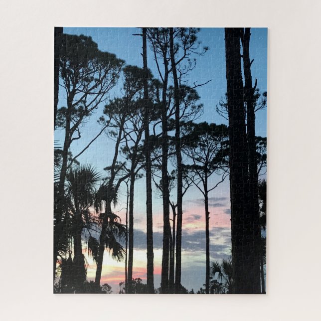 Pines Pink Blue Sunset Beach Florida Jigsaw Puzzle (Vertical)