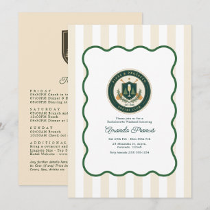 Pines & Prosecco Social Club Bachelorette Weekend Invitation