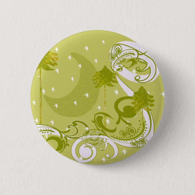 Pines with Moon-Customise Change BackGround Colour 6 Cm Round Badge (Front)