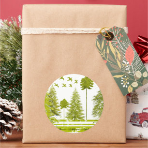 Pines with Moon-Customise Change BackGround Colour Classic Round Sticker