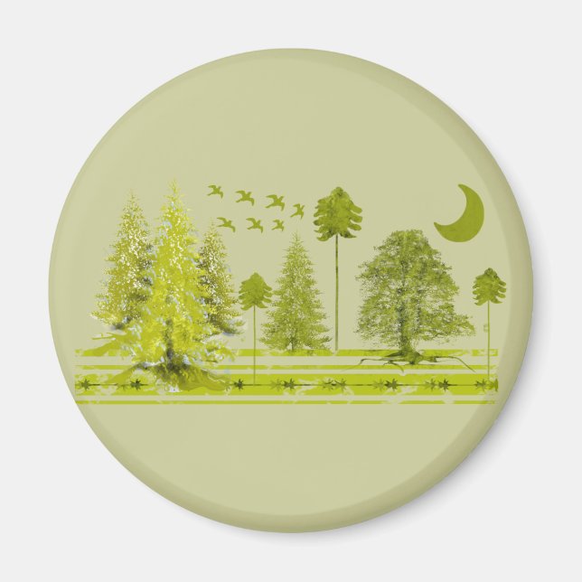 Pines with Moon-Customise Change BackGround Colour Magnet (Front)