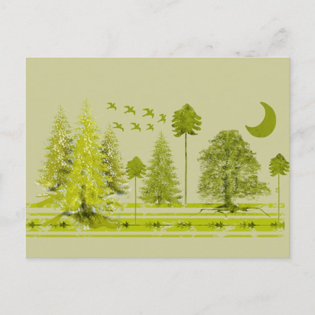 Pines with Moon-Customise Change BackGround Colour Postcard (Front)