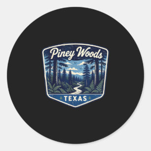Piney woods texas forest nature hiking outdoors classic round sticker