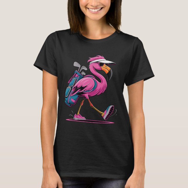 Ping Flamingo Golf Sungles Woman Ladies Men Golf L T-Shirt (Front)