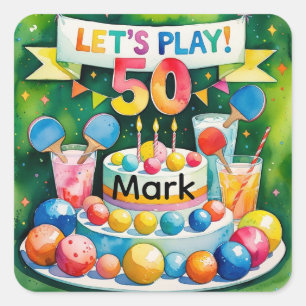 Ping Pong 50th Birthday  Square Sticker