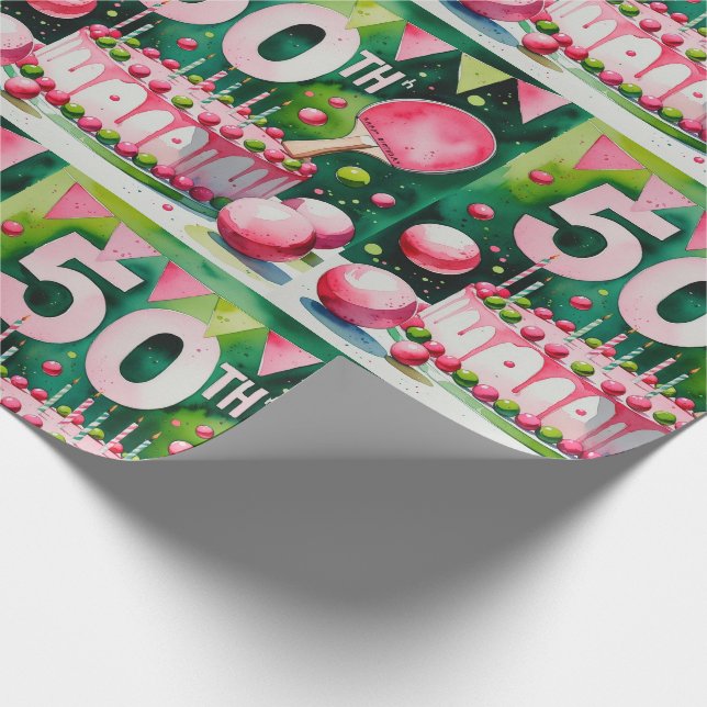 Ping Pong 50th Birthday  Wrapping Paper (Corner)