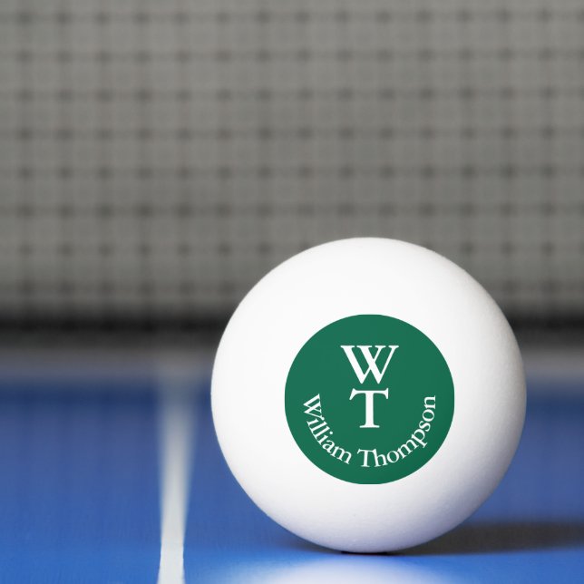 Ping Pong Ball with Name and 2 Initials Green (Net)