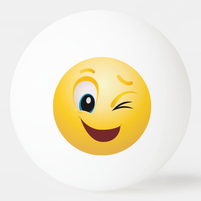 Ping Pong Balls - Winking Emoji Happy Face (Front)