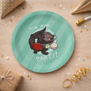 Ping Pong Binturong Table Tennis Player Bearcat Paper Plate