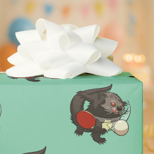 Ping Pong Binturong Table Tennis Player Bearcat Wrapping Paper