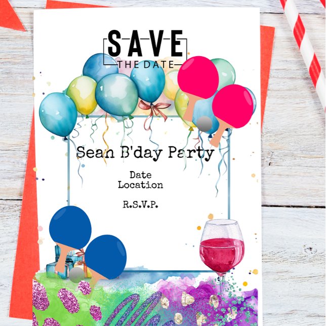 Ping Pong  Birthday party Save date Invitation (Creator Uploaded)