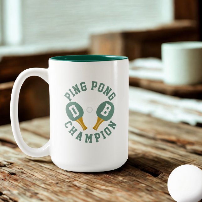 Ping Pong Champion Custom Coffee Mug (For the Ping Pong Champion in your life. Just add their name and initials)