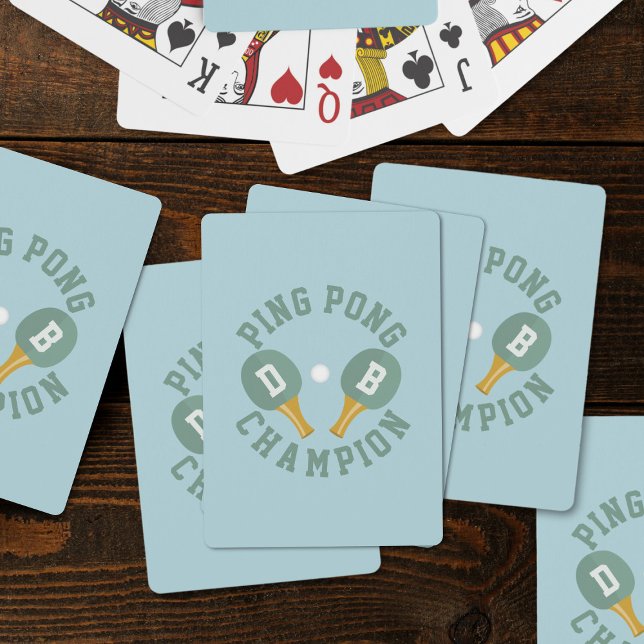 Ping Pong Champion Monogram Classic Playing Cards (Perfect playing cards for the ping pong champion in your life. Just add their initials)