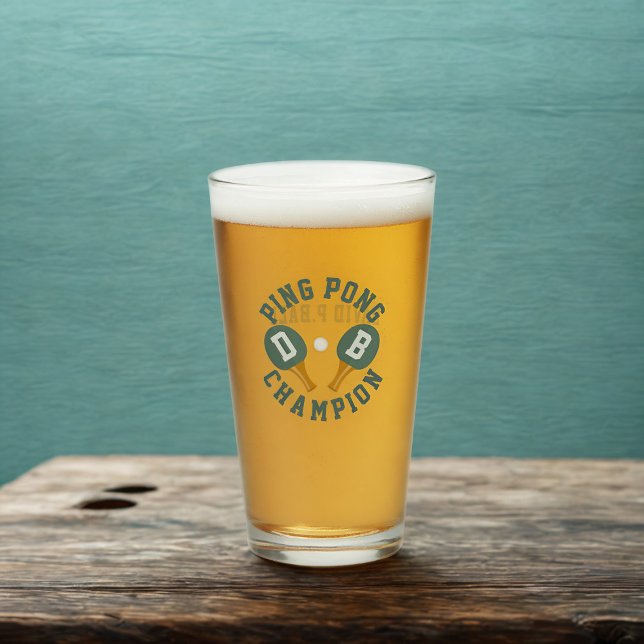 Ping Pong Champion Personalised Pint Glass (For the Ping Pong Champion in your life. Just add their initials and name on the back)