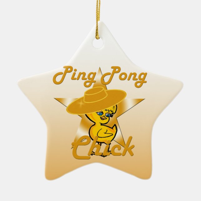 Ping Pong Chick #10 Ceramic Tree Decoration (Front)