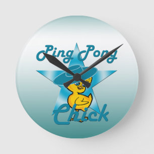 Ping Pong Chick #7 Round Clock