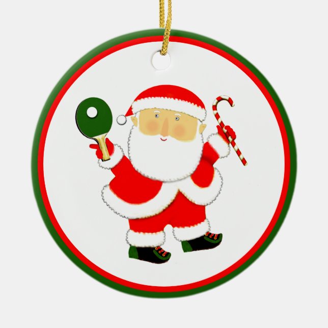 Ping Pong Christmas Party Prize  Ceramic Tree Decoration (Front)