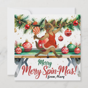 Ping Pong Christmas themed for Cat Lovers Holiday Card