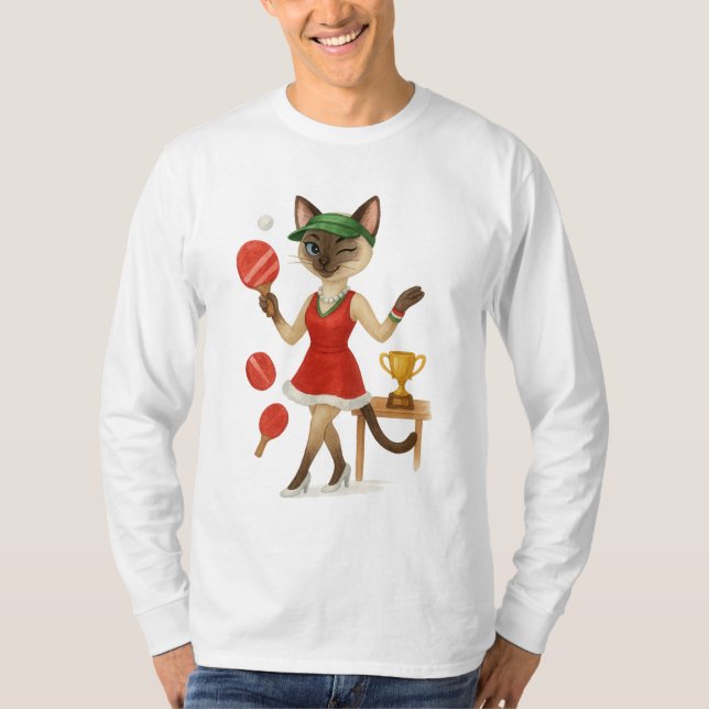 Ping Pong Christmas themed for cat lovers T-Shirt (Front)