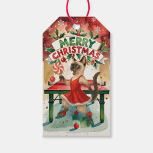 Ping Pong Christmas Themed for Siamese Cat Lovers Gift Tags