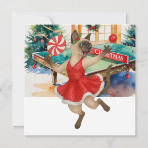 Ping Pong Christmas Themed for Siamese Cat lovers Holiday Card