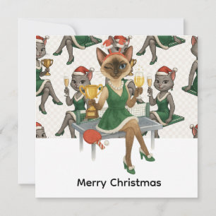 Ping Pong Christmas Themed for Siamese Cat lovers Holiday Card