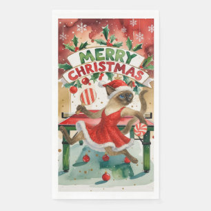 Ping Pong Christmas Themed for Siamese Cat Lovers Napkin