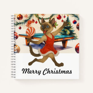 Ping Pong Christmas Themed for Siamese cat lovers Notebook