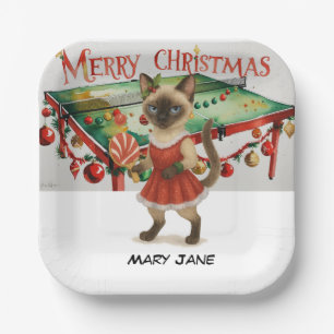 Ping Pong Christmas themed for Siamese Cat lovers Paper Plate