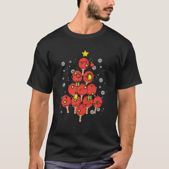 Ping Pong Christmas Tree Xmas Pyjamas Pjs Table Te T-Shirt (Front)