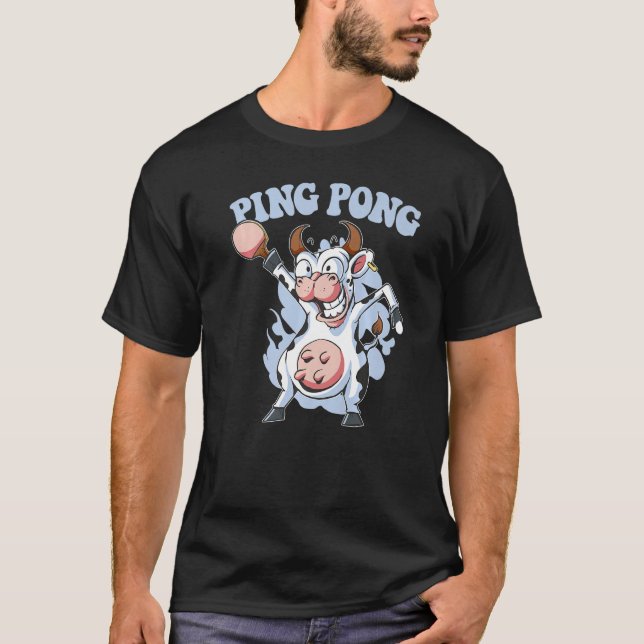 Ping Pong Dabbing Cow Outfit Tabletennis Animal Ta T-Shirt (Front)