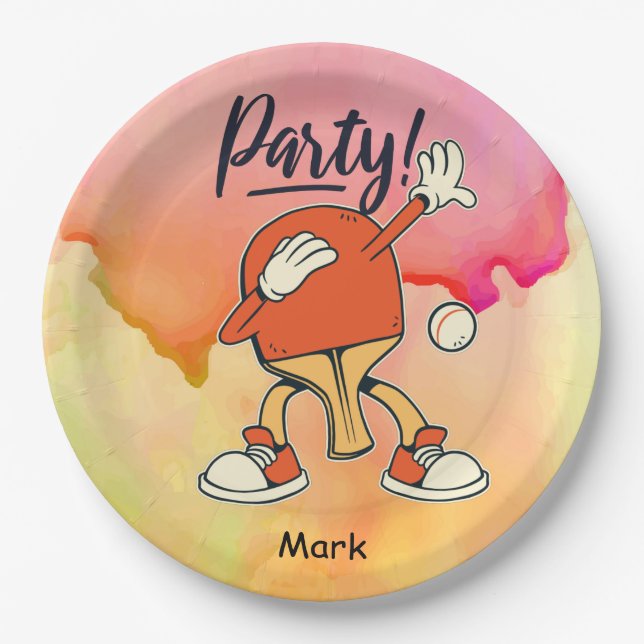 Ping Pong dabbing Table Tennis  party  funny   Paper Plate (Front)