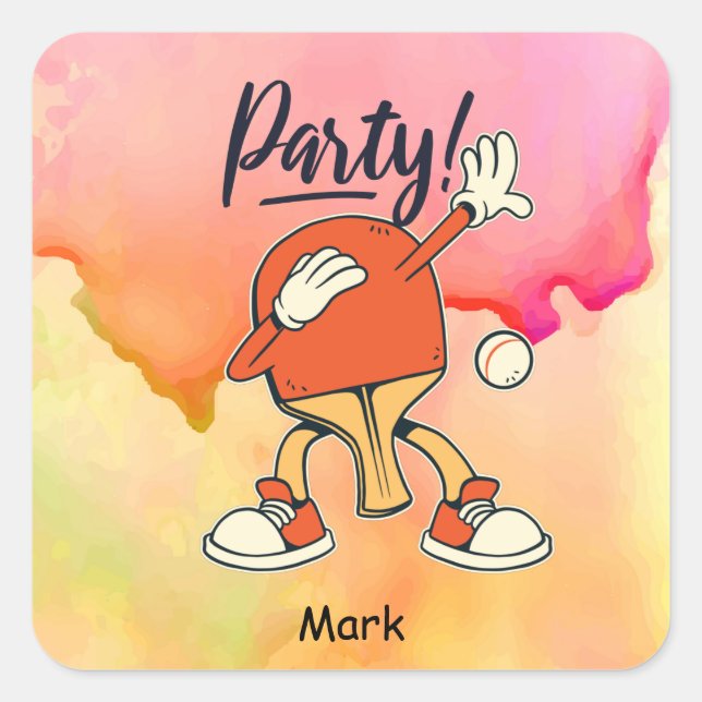 Ping Pong dabbing Table Tennis  party  funny    Square Sticker (Front)