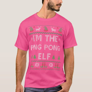 Ping Pong Elf Ugly Christmas Table Tennis T-Shirt