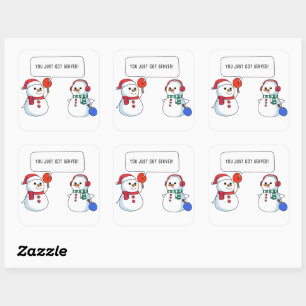 Ping Pong Funny Christmas Snowman Been Served Square Sticker
