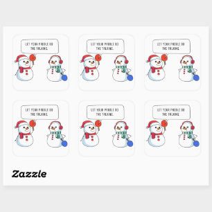 Ping Pong Funny Christmas Snowman – Humourous Padd Square Sticker