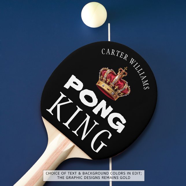 Ping Pong King Crown Personalised Black or Custom Paddle (Creator Uploaded)