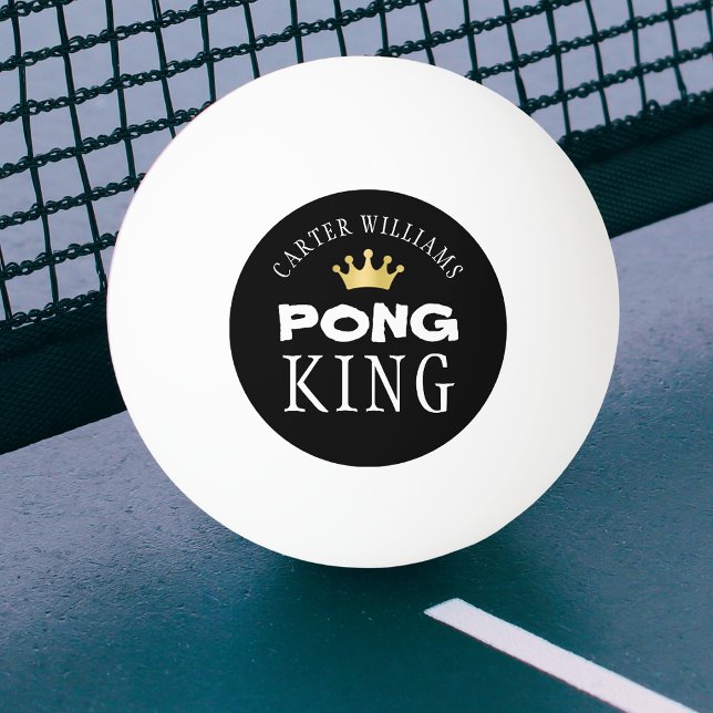 PING PONG KING Gold Crown Personalised Black Ball (Creator Uploaded)