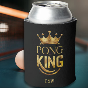 Ping Pong King Gold Crown Personalized Can Cooler