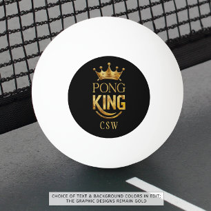 Ping Pong King Gold Crown Personalized Ping Pong Ball