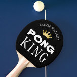 PING PONG KING Personalised Editable Black Ping Pong Paddle<br><div class="desc">Crown the master of ping pong with a personalised PONG KING paddle with your choice of background colour. COLOR CHANGE:  Change the background by clicking on the CUSTOMIZE FURTHER tab. Contact the designer via Zazzle Chat or makeitaboutyoustore@gmail.com if you'd like this design modified.</div>