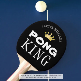 PING PONG KING Personalised Editable Black Ping Pong Paddle