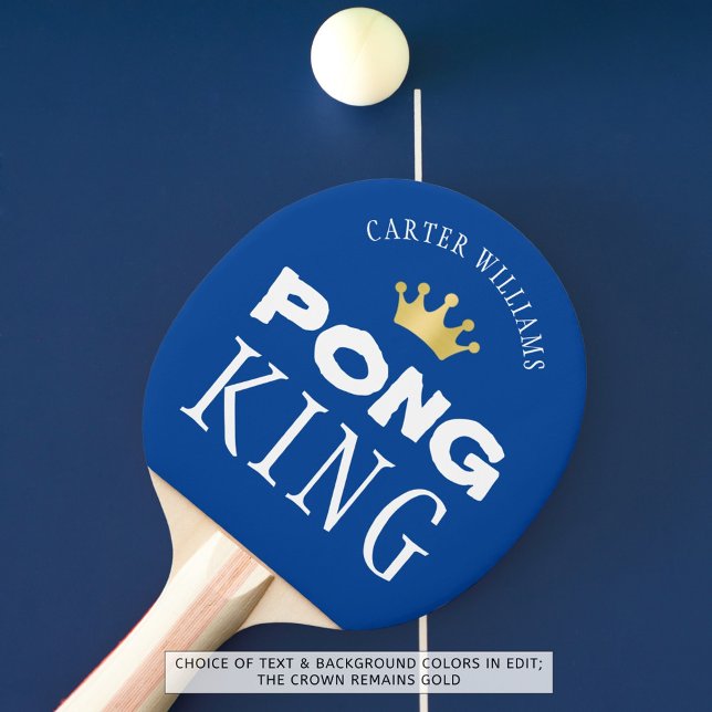 PING PONG KING Personalised Editable Blue Ping Pong Paddle (Creator Uploaded)