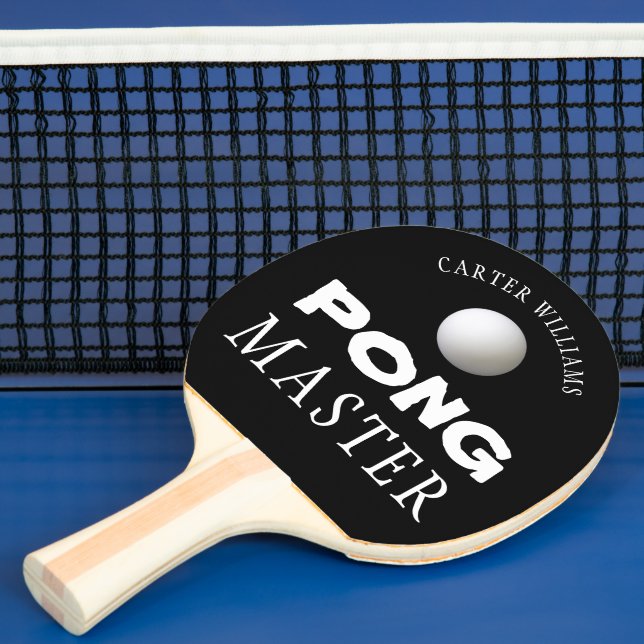 PING PONG MASTER Personalised Editable Black Ping Pong Paddle (Insitu)