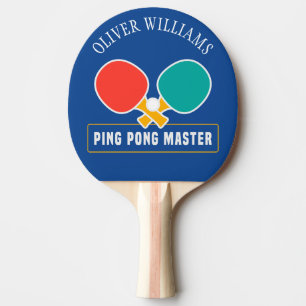 PING PONG MASTER Personalised Editable Blue Paddle