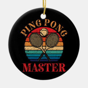 Ping Pong Master Table Tennis Paddle Ceramic Tree Decoration
