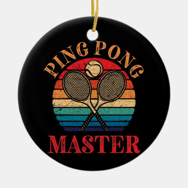 Ping Pong Master Table Tennis Paddle Ceramic Tree Decoration (Front)