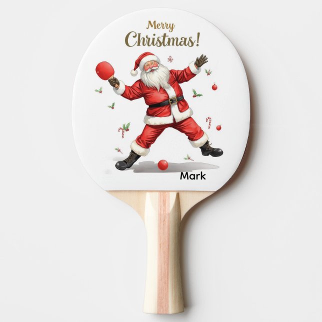 Ping Pong  Merry Christmas with Santa Claus Ping Pong Paddle (Front)